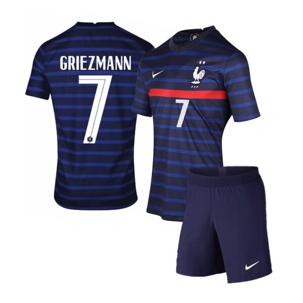 PACK JUNIOR FRANCE DOMICILE GRIEZMANN. ENSEMBLE MAILLOT ET SHORT 2020-2021