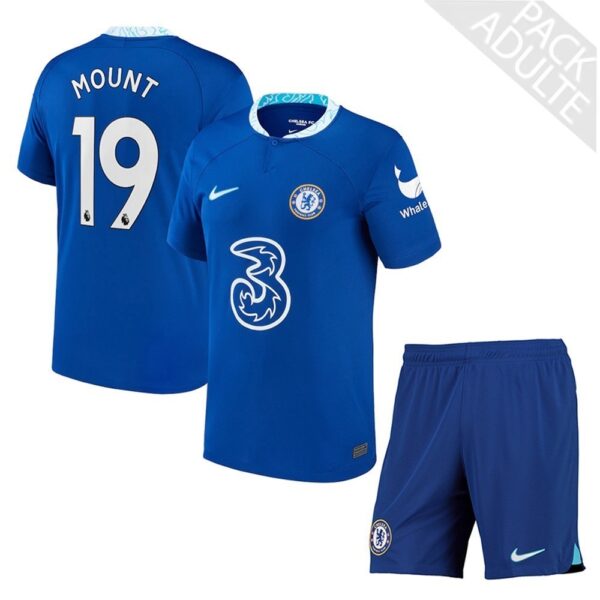PACK CHELSEA DOMICILE MOUNT. ENSEMBLE ADULTE MAILLOT ET SHORT 2022-2023
