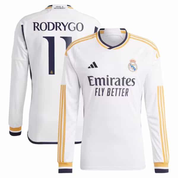 MAILLOT REAL MADRID DOMICILE MANCHES LONGUES RODRYGO 2023-2024